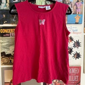 Pink butterfly muscle tee